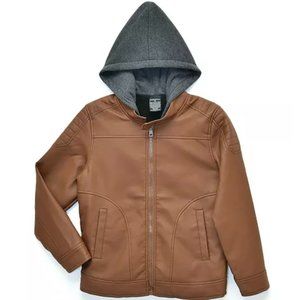 Ring of Fire Quinn Sherpa Lined Moto Bomber Jacket with Hood, Big Boys